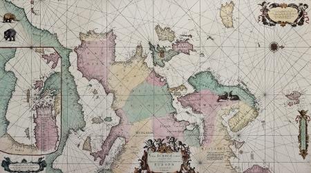 Old map of Europe with eastern Mediterranean insert map. Created by Louis Renard, Published in Amsterdam, 1675のeditorial素材