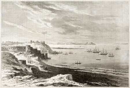 Tangier old view, Morocco.  Created by De Berard, published on Le Tour du Monde, Paris, 1860  のeditorial素材