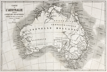 Australia old map. Created by Vuillemin and Erhard, published on Le Tour du Monde, Paris, 1860のeditorial素材
