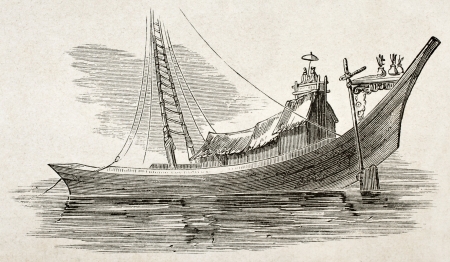 Burmese commercial craft old illustration. By unidentified author, published on Le Tour du Monde, Paris, 1860のeditorial素材