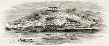 Irrawaddy river old view, Burma. Created by Yule, published on Le Tour du Monde, Paris, 1860 のeditorial素材