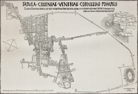 Old plan of Pompeii. Created by Erhard after Fiorelli. published on Le Tour du Monde, Paris, 1864