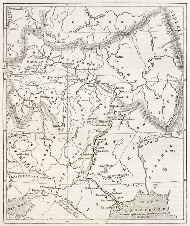 Map of the basin of the Volga. By unidentified author, published on Le Tour du Monde, Paris, 1867のeditorial素材