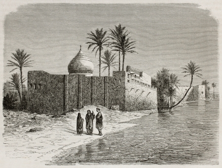 Ezra's tomb old view, Iraq. Created by De Bar after Lejean, published on Le Tour du Monde, Paris, 1867のeditorial素材