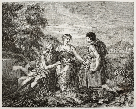 Three ages of life old pictorial representation. Created by Gerard, published on Magasin Pittoresque, Paris, 1840のeditorial素材