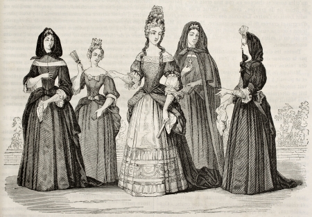 Madame de Maintenon and Les Demoiselles de Saint-Cry.  Created by Watier after print of Hennin collection, published on Magasin Pittoresque, Paris, 1842のeditorial素材