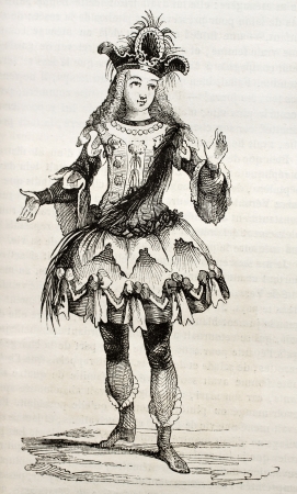 18th century costume, old illustration. By unidentified author, published on Magasin pittoresque, Paris, 1842のeditorial素材