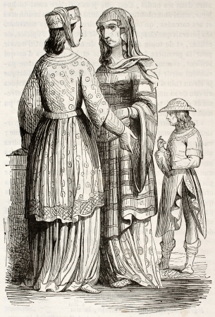 Noblewomen old engraved portrait. Created by Beaunier, published on Magasin Pittoresque, Paris, 1844
のeditorial素材