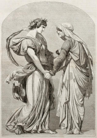 Love can not age: old allegoric illustration. Created by Gerome, Published on Magasin Pittoresque, Paris, 1850.のeditorial素材