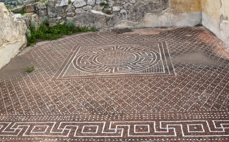 Ancient floor in Solunto archaeological park, Sicilyの写真素材