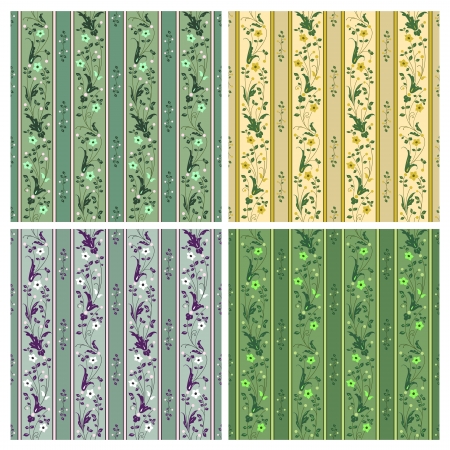Art nouveau floral wallpaper four different color arrangementsのイラスト素材