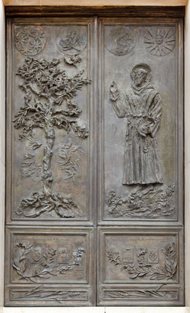 Bronze portal of San Francesco church, Prizzi, Sicilyの写真素材