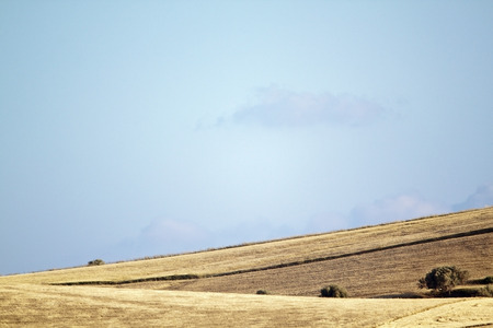 View of reaped hills in Sicilyの写真素材