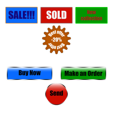 illustration of labels and buttons icon set.のイラスト素材