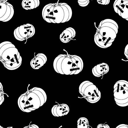 Vector white Halloween pumpkin pattern.のイラスト素材