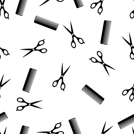 Vector illustration of hairdresser seamless pattern.のイラスト素材