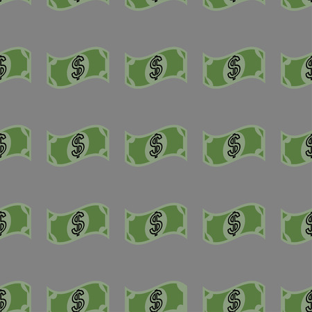 Vector illustration of seamless pattern with dollar on grey background.のイラスト素材