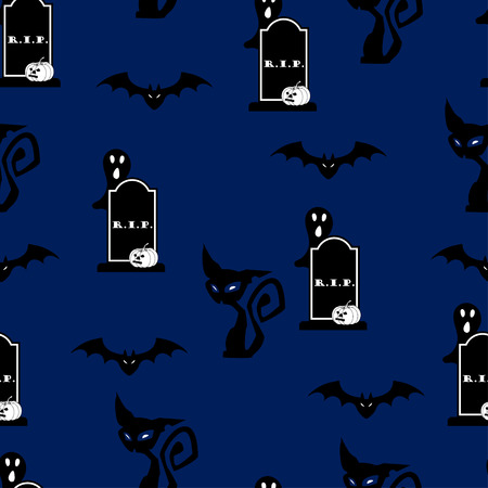 Vector illustration of Halloween night seamless pattern background.のイラスト素材