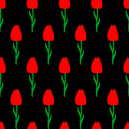 Vector illustration of tulips seamless pattern background.のイラスト素材