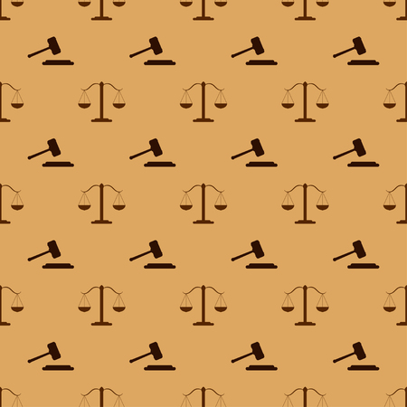 seamless pattern background with scales and hammer. Judge hammer and scales.のイラスト素材