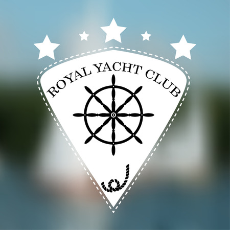 yacht club logo on blurred background.のイラスト素材