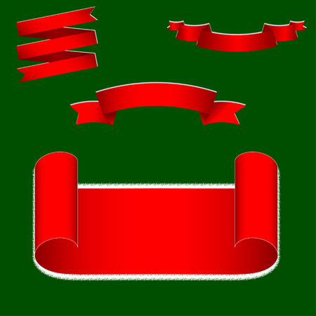 Vector Christmas ribbons set. Red ribbons set.のイラスト素材