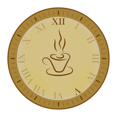 Clock icon with cup of tea. Five o\'clock time.のイラスト素材