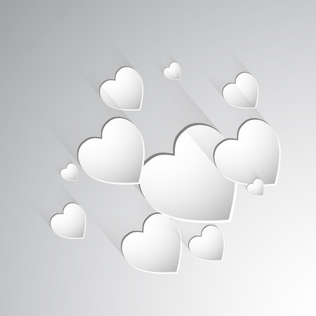 White paper hearts on grey background. Valentine's Day background with paper hearts.のイラスト素材