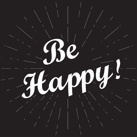 Be Happy lettering in sunburst. Vector illustration.のイラスト素材