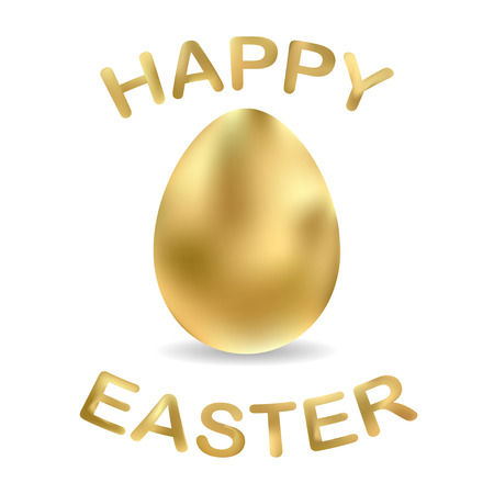 Golden eggs isolated on white background. Happy Easter card with golden egg. EPS 10 vector illustration.のイラスト素材