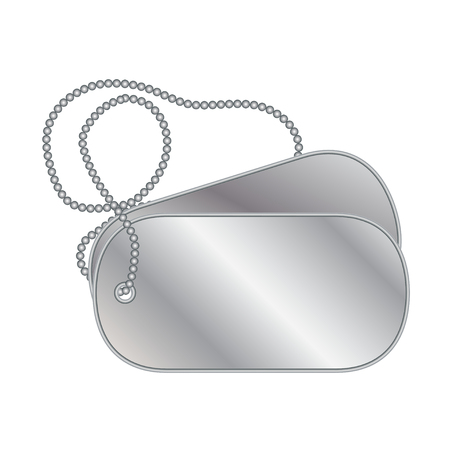 Dog tags with a chain isolated on white background.  empty soldier's ID badge. Soldier's tokens isolated on white.のイラスト素材