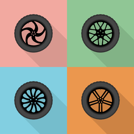 Set of flat wheels.のイラスト素材