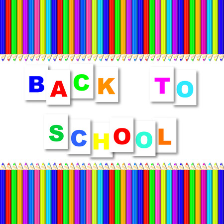 Back to school vector background with colorful pencils and lettering.のイラスト素材