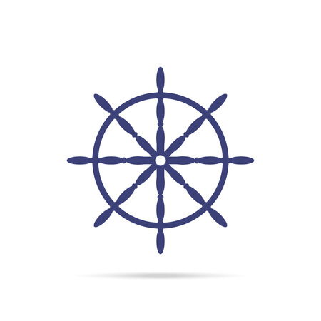 Old steering wheel vector icon. Isolated on white helm symbol.のイラスト素材