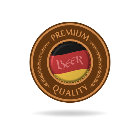 Vector beer mat or bierdeckel with bottle cap and flag of Germany. Isolated on white.のイラスト素材