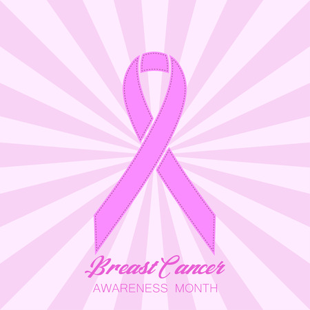 Breast Cancer Awareness Month background with pink ribbon.の写真素材
