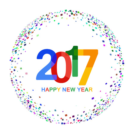Happy New Year 17 Celebration Background Colorful Paper Typeface On Backdrop With Confetti On White Greeting Card Template Vector Illustration のイラスト素材 ストックフォト 写真素材のstock Foto ストックドットフォト