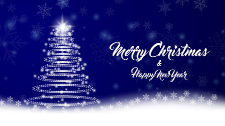 Christmas background with snowflakes and Christmas tree. Vector illustration.のイラスト素材