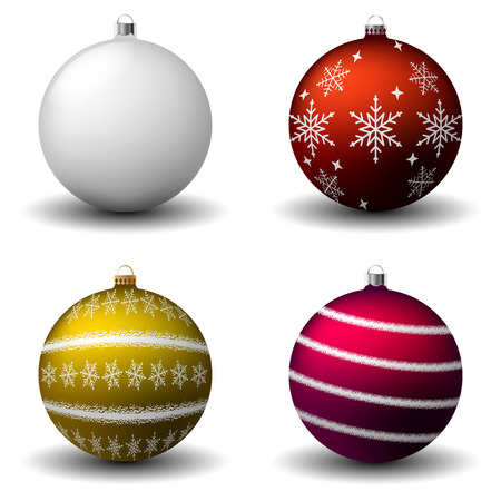 Colorful christmas balls. Set of isolated realistic decorations. Vector illustration.のイラスト素材
