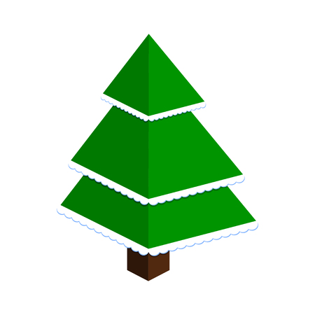 Vector abstract christmas tree made of green triangles with snow.のイラスト素材