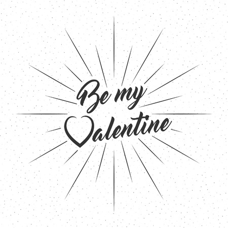 Vector be my Valentine inscription with rays of blast isolated on white background.のイラスト素材
