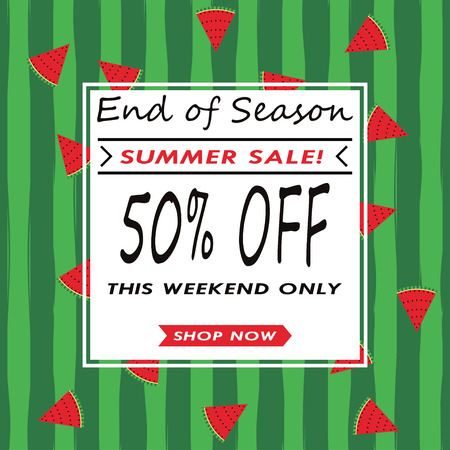 Summer sale vector background with watermelons.のイラスト素材
