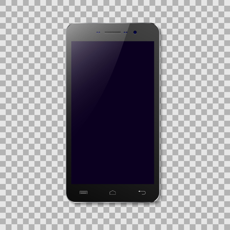 Vector black smartphone with blank screen isolated on transparent background.のイラスト素材