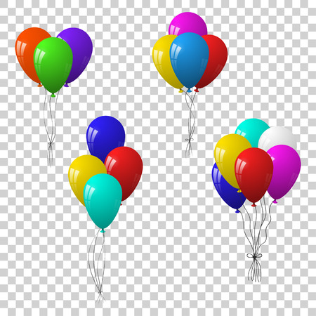 Vector set of groups of colorful party balloonsのイラスト素材