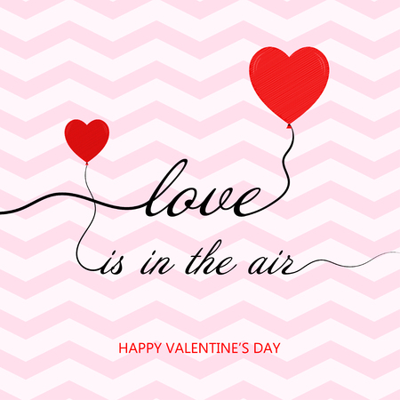 Vector Happy Valentines Day background with text lettering love is in the air.のイラスト素材