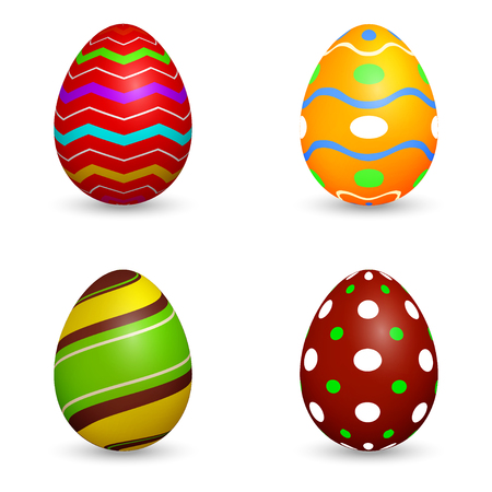 Vector set of realistic Easter eggs for your design. Isolated on white background.のイラスト素材