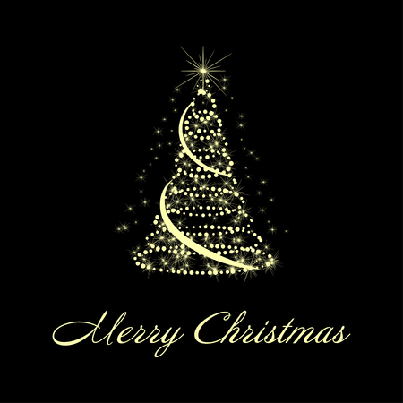 Abstract Christmas tree with snowflakes, stars and ribbons. Vector.のイラスト素材