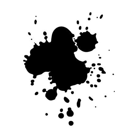Black monochrome ink or paint blots grunge background. Texture Vector. Dust overlay distress grain. Black splatter, dirty, poster for your design. Isolated on white background. Vector illustration.のイラスト素材