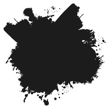 Black monochrome ink or paint blots grunge background. Texture Vector. Dust overlay distress grain. Black splatter, dirty, poster for your design. Isolated on white background. Vector illustration.のイラスト素材