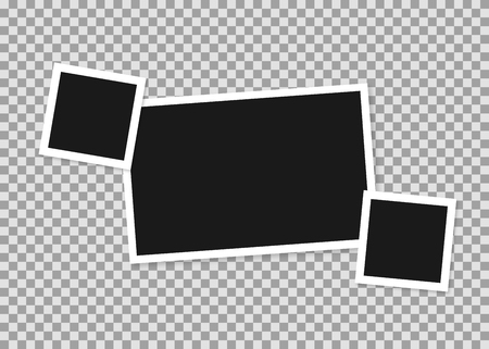 Composition of three photo frames of different formats of the old type. Retro photo frames for your design. Isolated on transparent background. Vector.のイラスト素材